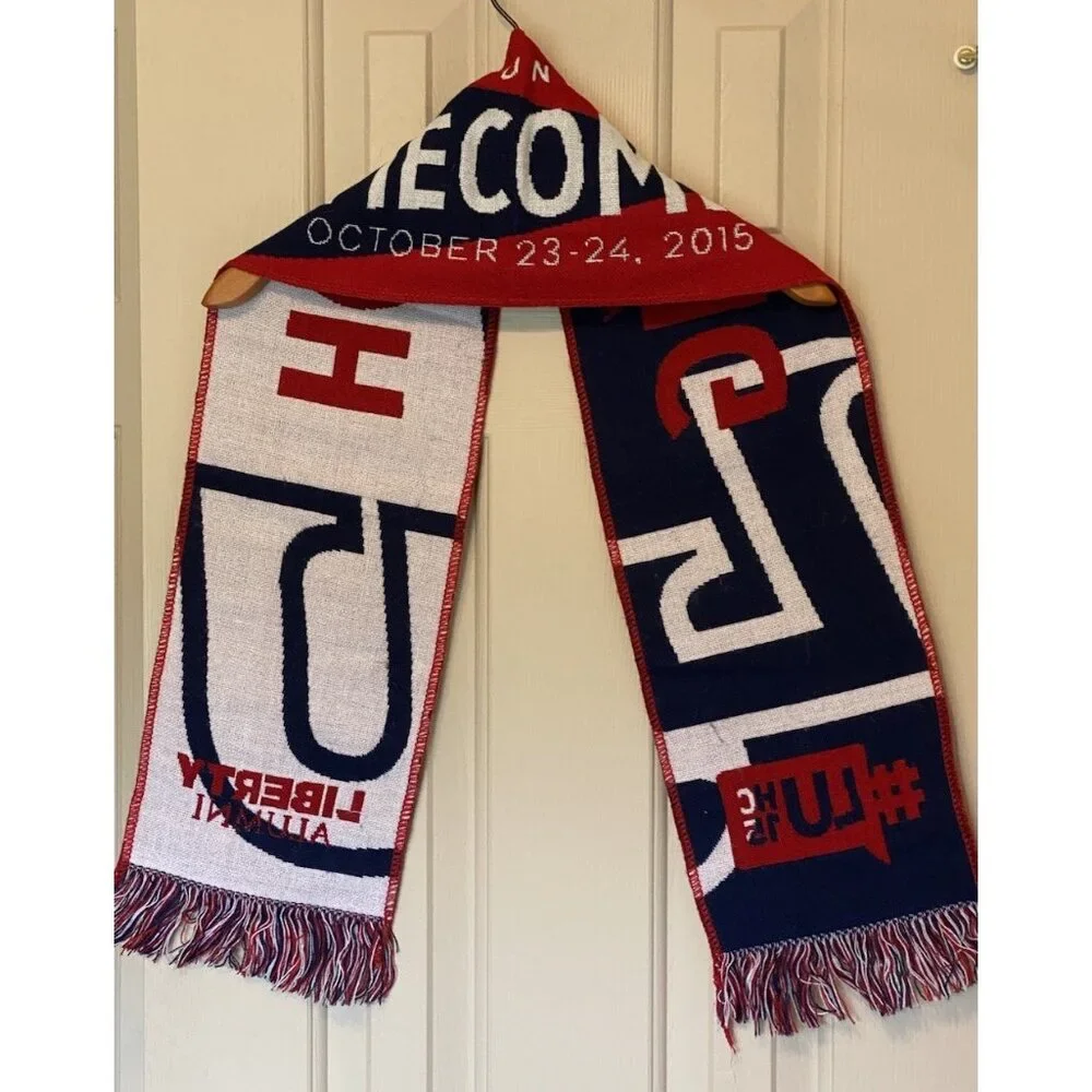 Liberty Flames Home Coming Scarf Sparky Football Red White Blue LU University